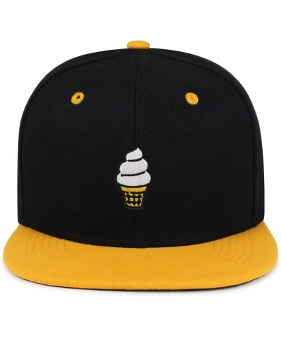 Ice Cream Cone Hip-Hop Snapback Hat Embroidered Baseball Cap Cute 24. Black/Yellow $11.99 Baseball Caps