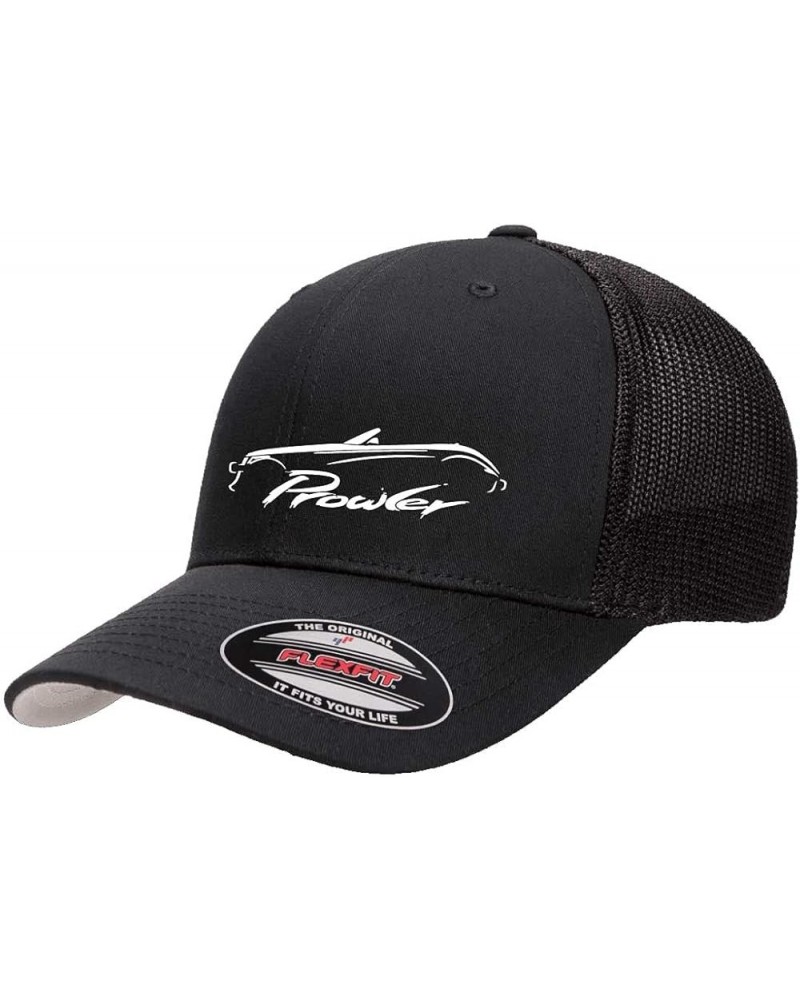 Plymouth Prowler Exotic Car Classic Outline Design Flexfit 6511 Trucker Mesh Fitted Cap Black $20.69 Baseball Caps