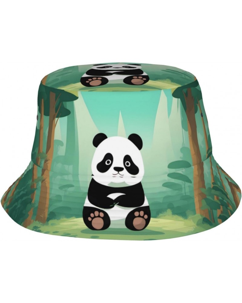 Cute Panda Adult Sunshade Bucket hat : No se encoge Lightweight, Breathable, Foldable and Unisex Black, Black, One Size $12.4...