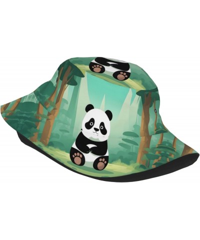 Cute Panda Adult Sunshade Bucket hat : No se encoge Lightweight, Breathable, Foldable and Unisex Black, Black, One Size $12.4...