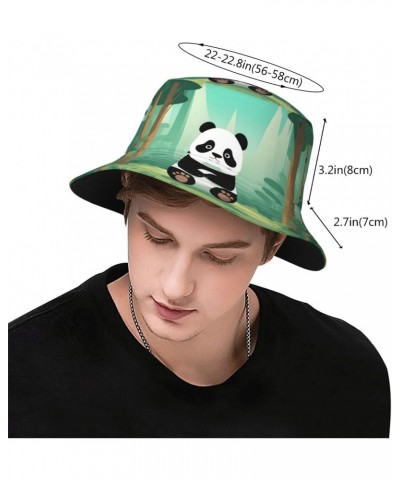 Cute Panda Adult Sunshade Bucket hat : No se encoge Lightweight, Breathable, Foldable and Unisex Black, Black, One Size $12.4...