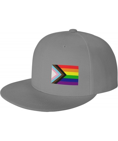 Transgender Pride Rainbow Flag Flat Bill Classic Snap Caps Adjustable Brim Fashion Color Style Baseball Caps Black Gray $9.24...