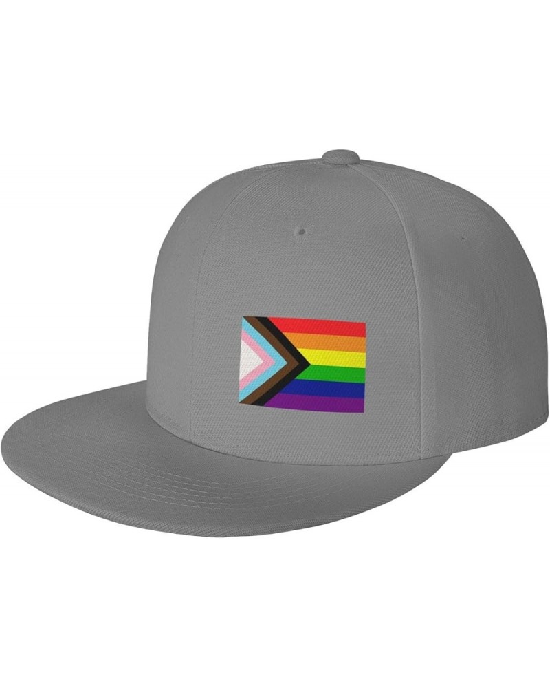 Transgender Pride Rainbow Flag Flat Bill Classic Snap Caps Adjustable Brim Fashion Color Style Baseball Caps Black Gray $9.24...