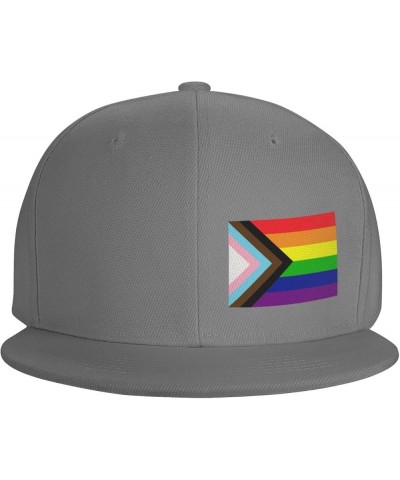 Transgender Pride Rainbow Flag Flat Bill Classic Snap Caps Adjustable Brim Fashion Color Style Baseball Caps Black Gray $9.24...