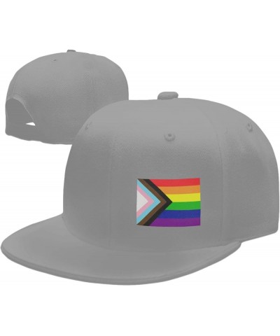 Transgender Pride Rainbow Flag Flat Bill Classic Snap Caps Adjustable Brim Fashion Color Style Baseball Caps Black Gray $9.24...