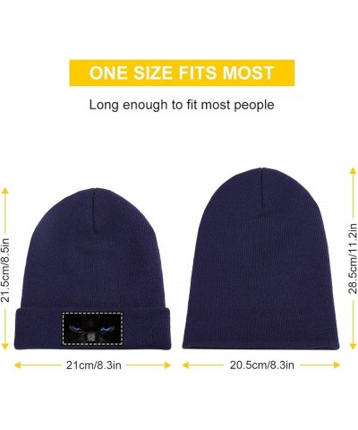 Beanie Hat for Men and Women Cherries Notes Winter Warm Hats Knit Slouchy Thick Cap Navy-cat Blue $11.18 Skullies & Beanies