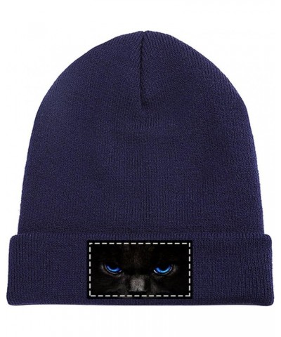 Beanie Hat for Men and Women Cherries Notes Winter Warm Hats Knit Slouchy Thick Cap Navy-cat Blue $11.18 Skullies & Beanies