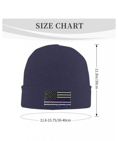 Honeycomb Style United States Thin Purple Line Flag Beanie Hat for Men Women Soft Cozy Skull Cap Winter Warm Knit Hats $12.74...