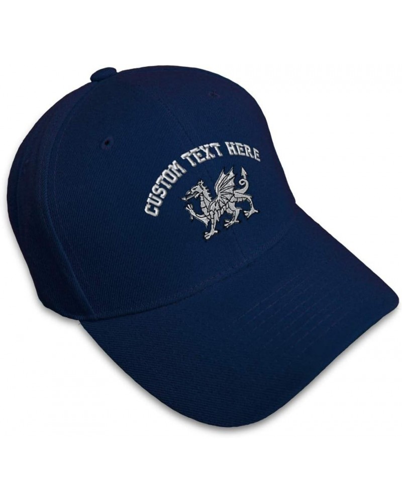 Custom Baseball Cap White Welsh Dragon Embroidery Flags Dad Hats for Men & Women Navy Personalized Text Here $12.69 Baseball ...