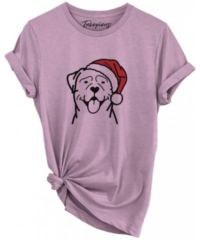 Santa Hat Rottweiler T-Shirt Unisex Orchid Crewneck $19.76 Skullies & Beanies