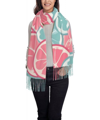 Pink Blue Citrus Slices Winter Scarf, &*Shawl Scarf, Warm Scarf, Soft, Comfortable Scarf, Suitable For Men And Women $14.52 S...