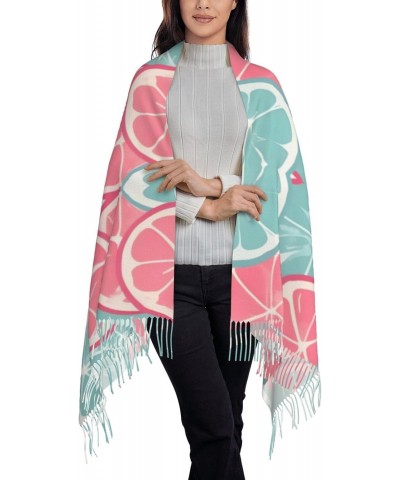 Pink Blue Citrus Slices Winter Scarf, &*Shawl Scarf, Warm Scarf, Soft, Comfortable Scarf, Suitable For Men And Women $14.52 S...