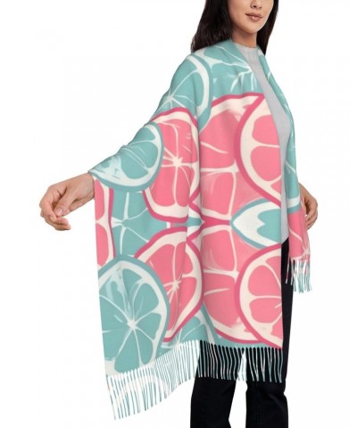 Pink Blue Citrus Slices Winter Scarf, &*Shawl Scarf, Warm Scarf, Soft, Comfortable Scarf, Suitable For Men And Women $14.52 S...