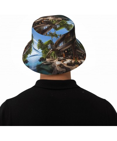 Tahitian Vacation Unisex Reflective Bucket Hat - Rave Summer Travel Beach Sun Hat, Foldable & Ideal for Festivals Tahitian Se...