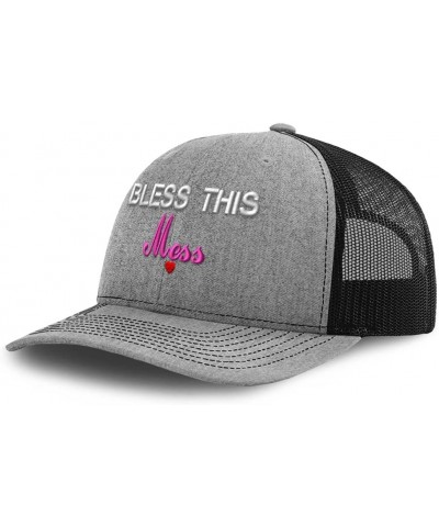 Custom Richardson Trucker Hat Bless This Mess Funny Polyester Baseball Cap Heather Grey Black Design Only $20.64 Baseball Caps