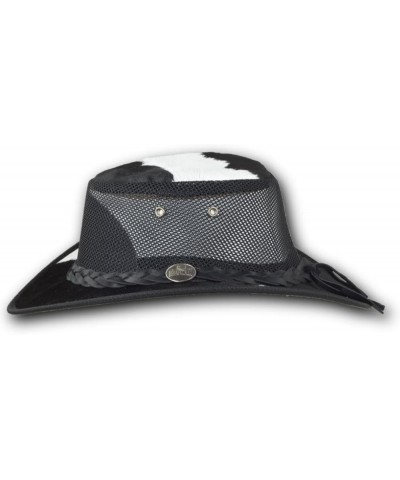 Calf Hair On Foldaway Cooler Leather Hat - Item 1072 Black $54.39 Sun Hats