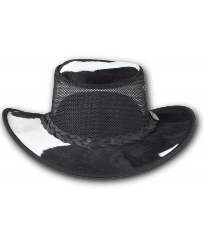 Calf Hair On Foldaway Cooler Leather Hat - Item 1072 Black $54.39 Sun Hats