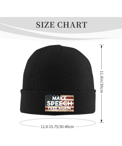 Make-Speech-Free-Again Beanie Hats for Men Winter Warm Knitted Cap Cuffed Slouchy Black Skull Beanies Black $10.05 Skullies &...