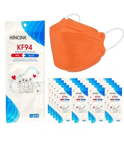 [30 Pack]Kf94 Masks [Individually Packaged] Unisex, 4-Layer Mask, Tri-Folding Style for Adult and Older (30Pcs, Pink) Orange ...