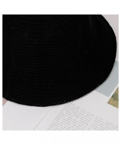 Women Mesh Woven Bucket Hat, Crochet Bucket Hat for Women Beach Hat, Trendy Sun Hat Packable Foldable A2：black-cotton $9.90 S...