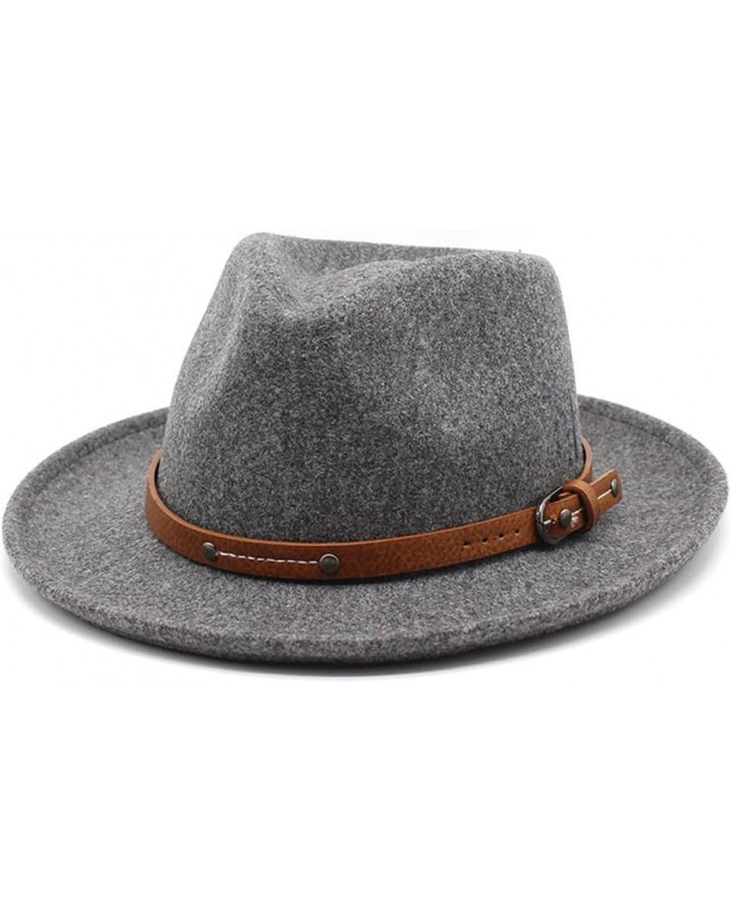 Soft Felt Fedora Hat for Men Women Curved Brim Felt Hat Jazz Hat Gentleman Party Dress Cap 56-58CM Dark Grey $18.45 Fedoras