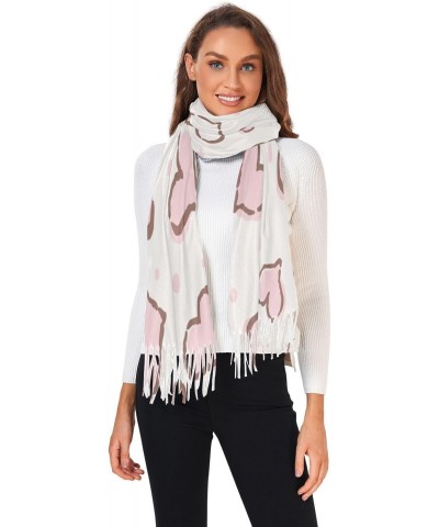 Scarves for Women Animal Cute Pink Hearts Seamless Scarf Soft Shawl Wrap Winter Scarf with Tassels $11.18 Scarves