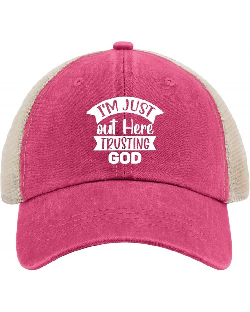 I'm Just Out Here Trusting God Cap Garden Hat AllBlack Hiking Hat Gifts for Boyfriends Cycling Caps Rose Red02 $12.53 Bucket ...