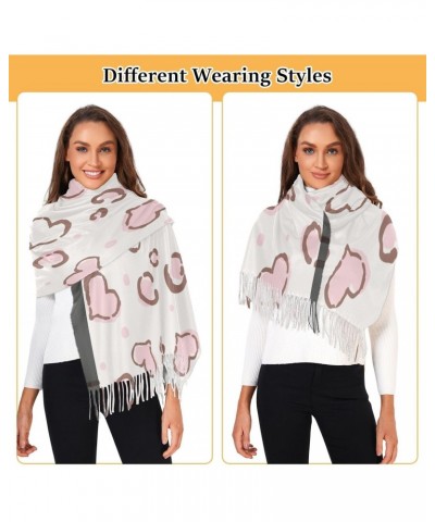 Scarves for Women Animal Cute Pink Hearts Seamless Scarf Soft Shawl Wrap Winter Scarf with Tassels $11.18 Scarves