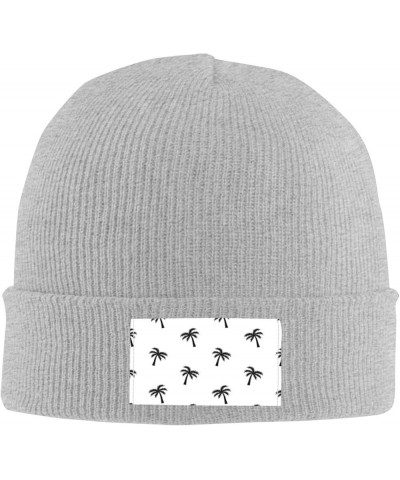 Women/Men Beanie Hat Black Palm Trees Stretchy Skull Cap Gray $12.98 Skullies & Beanies