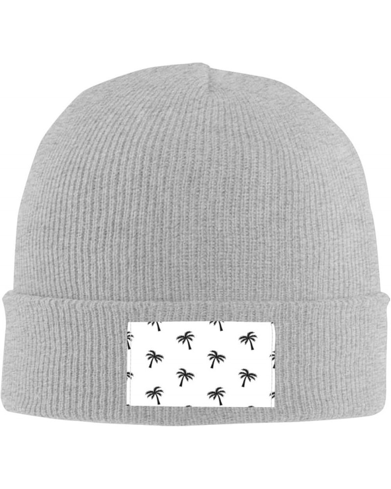 Women/Men Beanie Hat Black Palm Trees Stretchy Skull Cap Gray $12.98 Skullies & Beanies