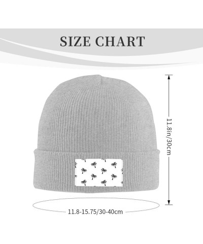 Women/Men Beanie Hat Black Palm Trees Stretchy Skull Cap Gray $12.98 Skullies & Beanies