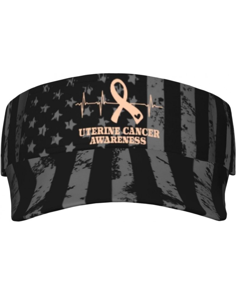 Uterine Cancer Awareness Visor Cap Adjustable Uv Protection Sun Visor Hats Empty Top Baseball Hat for Women and Men Black $14...