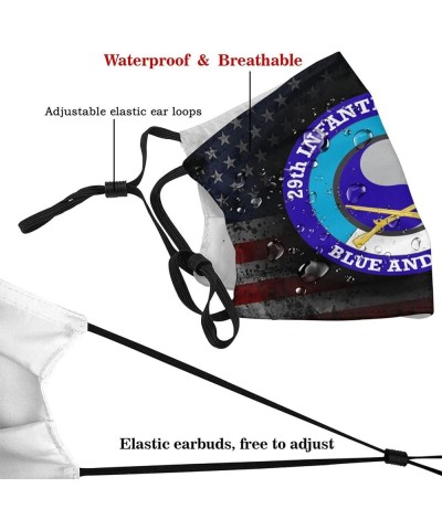 Army 29th Infantry Division Face Mask Washable Reusable Adults Breathable with 2 Filters Black $9.38 Balaclavas