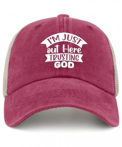 I'm Just Out Here Trusting God Cap Garden Hat AllBlack Hiking Hat Gifts for Boyfriends Cycling Caps Rose Red02 $12.53 Bucket ...