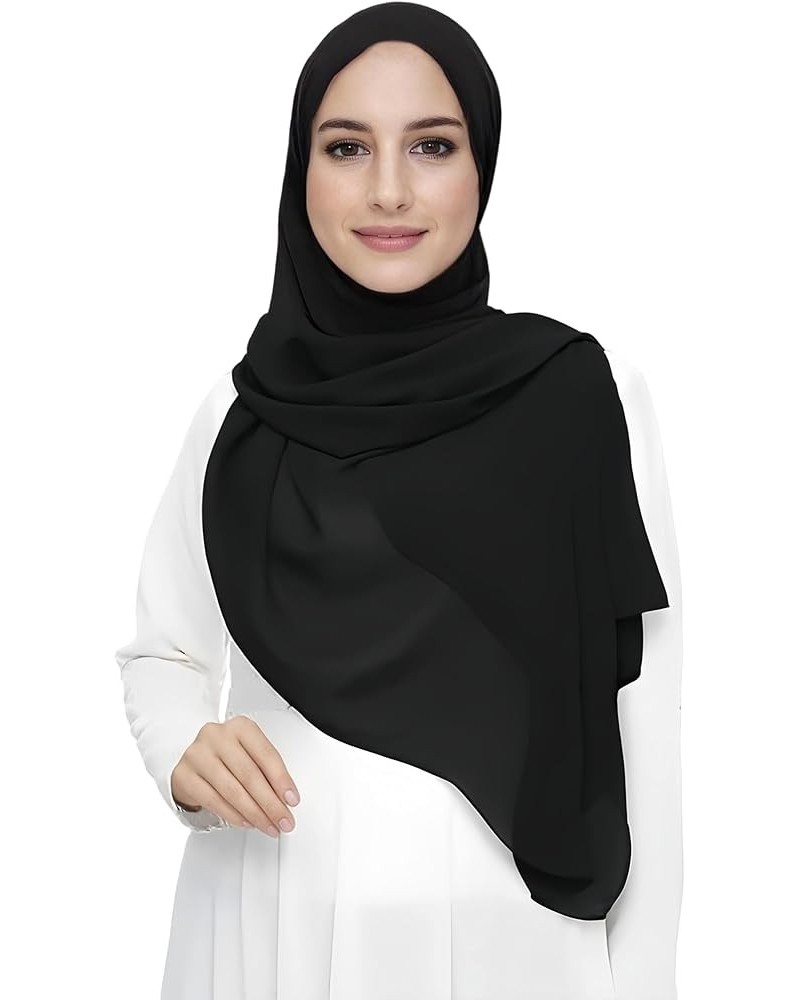 Premium Chiffon Hijab Head Scarf Shawl Wrap for Muslim Women Lightweight Black $7.64 Scarves