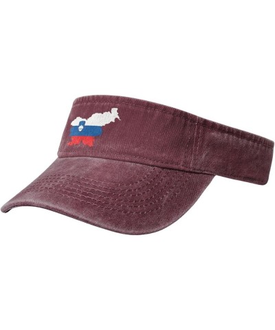 Slovenia Terrain Map Sun Visor Hats for Women Men Adjustable Sports Sun Hats Cotton Golf Cap Red $10.93 Visors