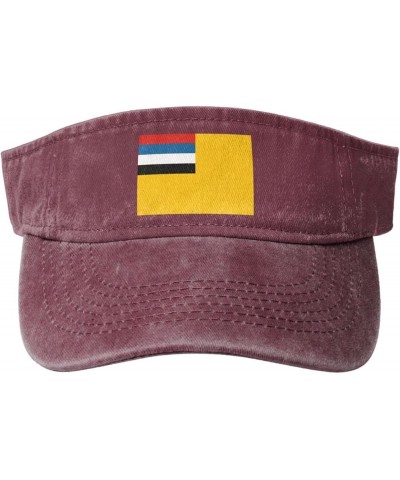 Flag of Manchukuo Sun Visor Hats for Women Men Adjustable Sports Sun Hats Cotton Golf Cap Red $12.14 Sun Hats