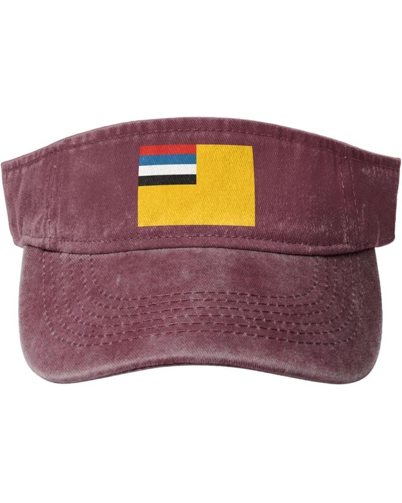 Flag of Manchukuo Sun Visor Hats for Women Men Adjustable Sports Sun Hats Cotton Golf Cap Red $12.14 Sun Hats