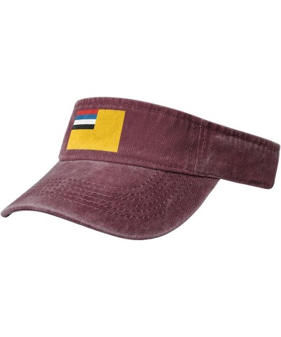 Flag of Manchukuo Sun Visor Hats for Women Men Adjustable Sports Sun Hats Cotton Golf Cap Red $12.14 Sun Hats