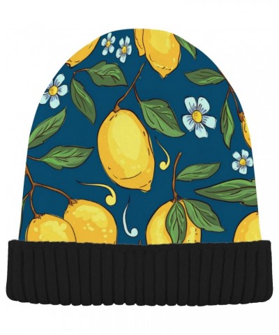 Tropical Pattern with Yellow Lemons Beanie for Women Men Winter Hat Reversible Skull Cuffed Knit Cap $11.72 Skullies & Beanies