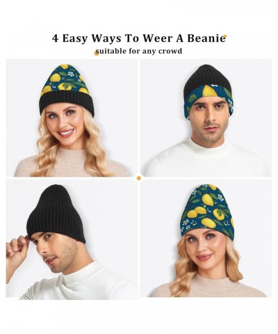 Tropical Pattern with Yellow Lemons Beanie for Women Men Winter Hat Reversible Skull Cuffed Knit Cap $11.72 Skullies & Beanies