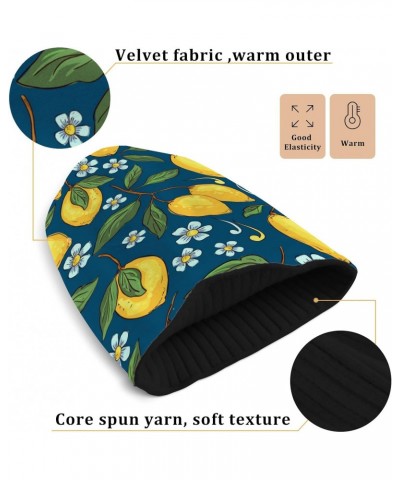 Tropical Pattern with Yellow Lemons Beanie for Women Men Winter Hat Reversible Skull Cuffed Knit Cap $11.72 Skullies & Beanies