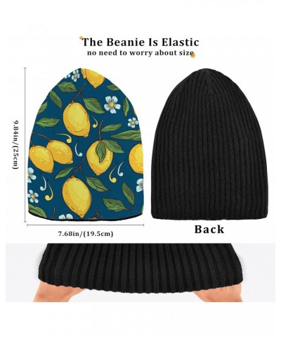 Tropical Pattern with Yellow Lemons Beanie for Women Men Winter Hat Reversible Skull Cuffed Knit Cap $11.72 Skullies & Beanies