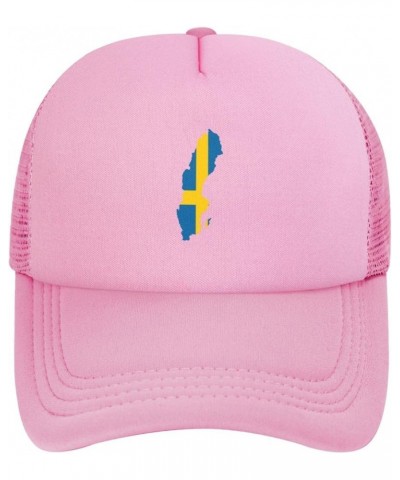 Sweden Flag Map Baseball Hat Adjustable Solid Color Mesh Baseball Cap for Men Women Black Pink $15.23 Baseball Caps