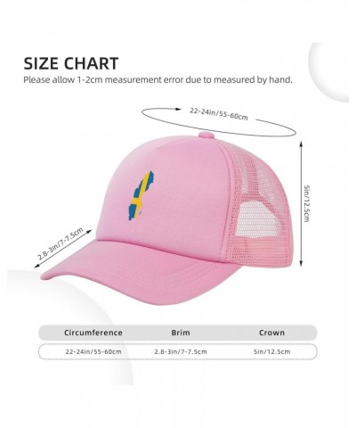 Sweden Flag Map Baseball Hat Adjustable Solid Color Mesh Baseball Cap for Men Women Black Pink $15.23 Baseball Caps