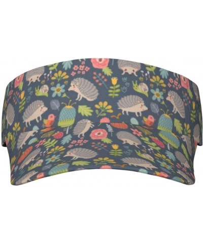 Sport Sun Visor Hat Forest Cute Hedgehog Floral Pattern BBQ Running Tennis Hat for Men Women $13.05 Visors