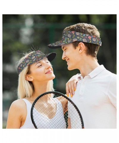 Sport Sun Visor Hat Forest Cute Hedgehog Floral Pattern BBQ Running Tennis Hat for Men Women $13.05 Visors