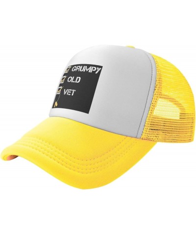 Grumpy Old Vet Grumpy Vet Unisex Baseball Cap Vintage Men Women Low Profile Trucker Hats Adjustable Black Yellow $10.32 Baseb...