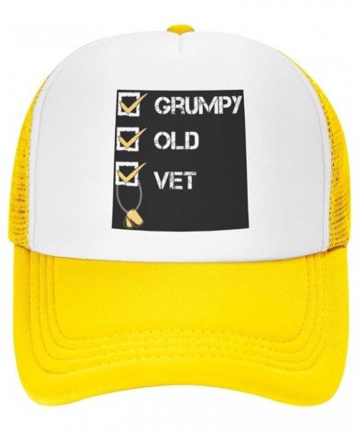 Grumpy Old Vet Grumpy Vet Unisex Baseball Cap Vintage Men Women Low Profile Trucker Hats Adjustable Black Yellow $10.32 Baseb...