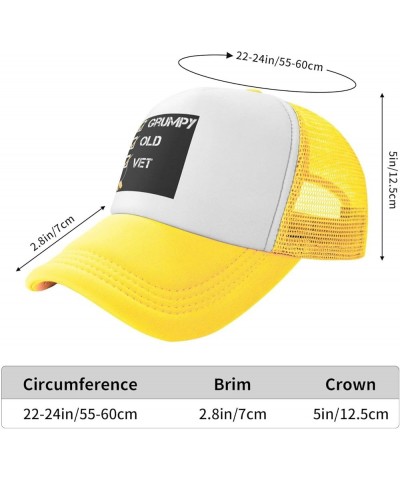 Grumpy Old Vet Grumpy Vet Unisex Baseball Cap Vintage Men Women Low Profile Trucker Hats Adjustable Black Yellow $10.32 Baseb...